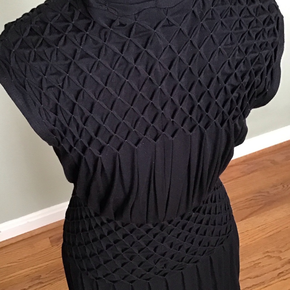 Laundry By Shelli Segal Black Sleeveless Jersey Knit Zipper Front Midi Dress 8